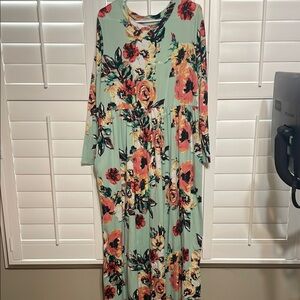 Floral Maxi Dress in Mint Green